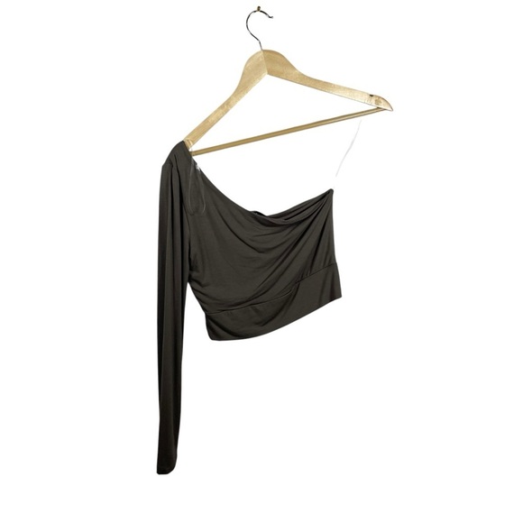 NWT Final Touch Asymmetrical One Sleeve Modal Blouse in Brown Size M - Picture 10 of 10